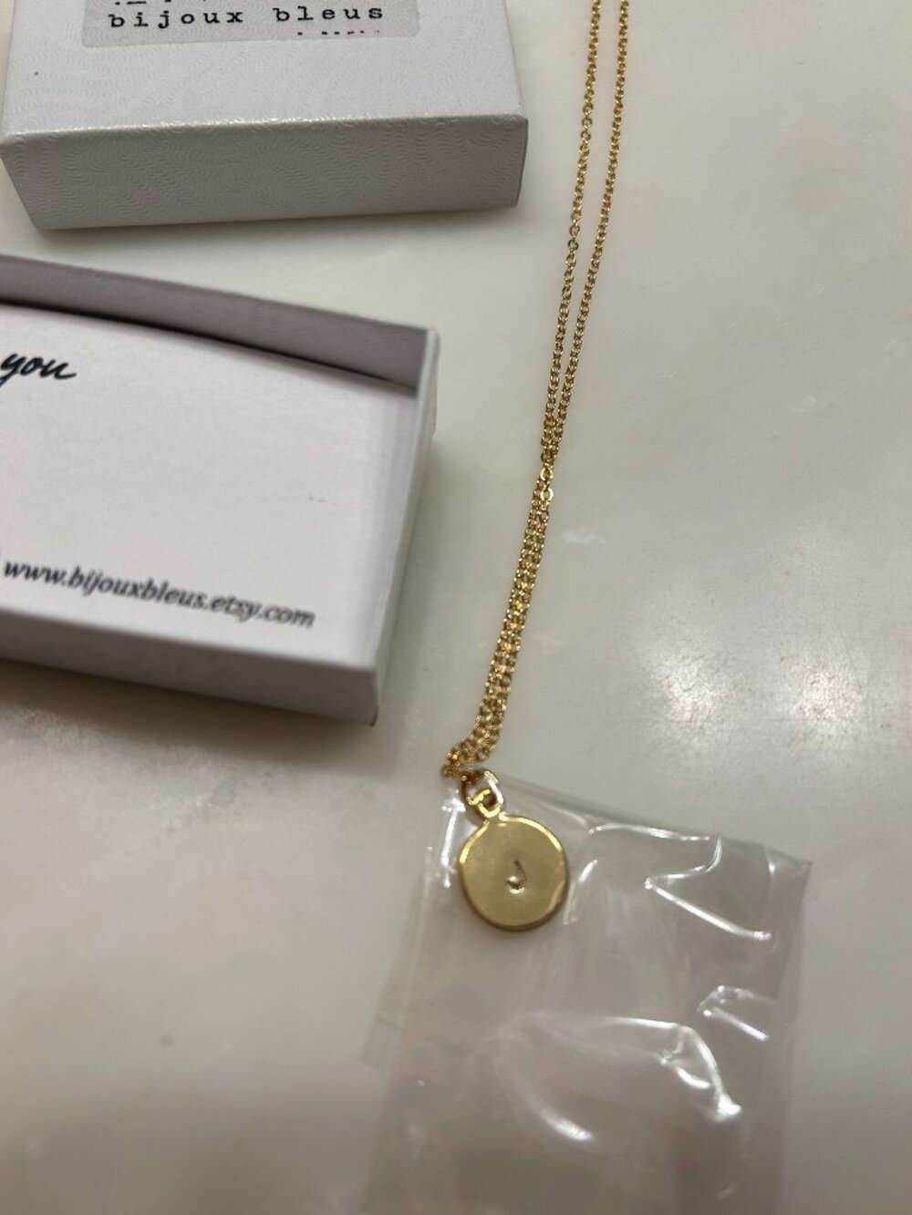 Personalized 2.5mm Disc Initial Necklace in Gold Finish Letter J